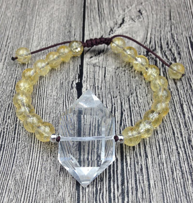 Double Point Natural Quartz & CITRINE Stone 'DOUBLE HAPPINESS' Bracelet