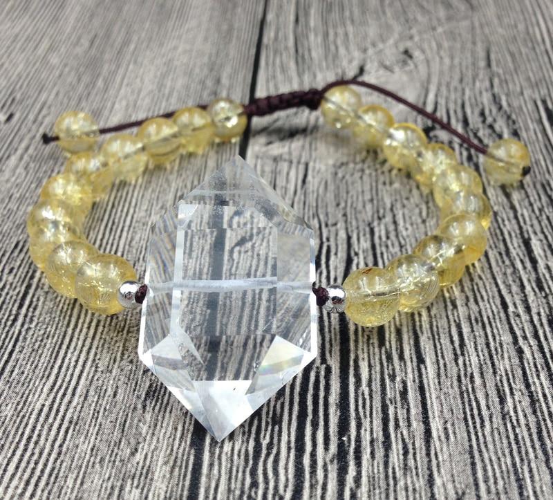 Double Point Natural Quartz & CITRINE Stone 'DOUBLE HAPPINESS' Bracelet