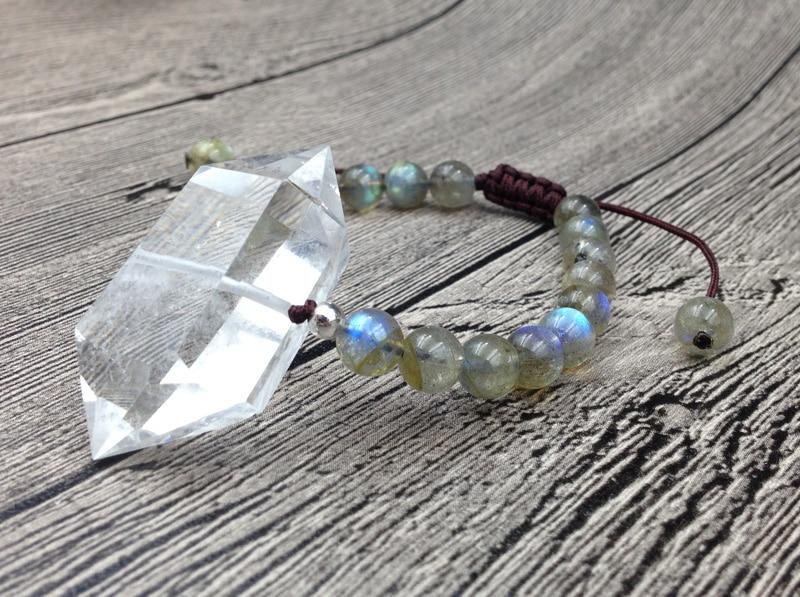 Double Point Natural Quartz & Labradorite ENERGY of LIGHT Stone Bracelet