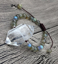 Thumbnail for Double Point Natural Quartz & Labradorite ENERGY of LIGHT Stone Bracelet