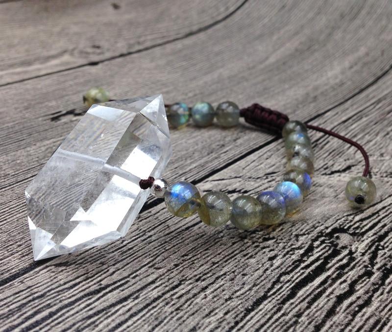 Double Point Natural Quartz & Labradorite ENERGY of LIGHT Stone Bracelet