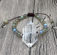 Thumbnail for Double Point Natural Quartz & Labradorite ENERGY of LIGHT Stone Bracelet