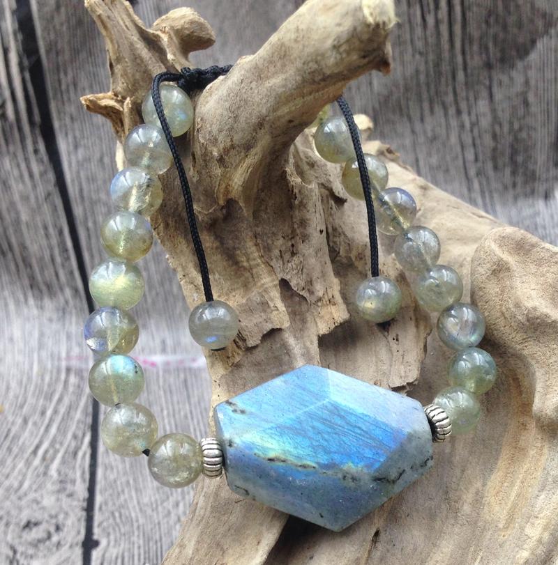 Natural Labradorite Raw Stone & Bead DESTINY Bracelet