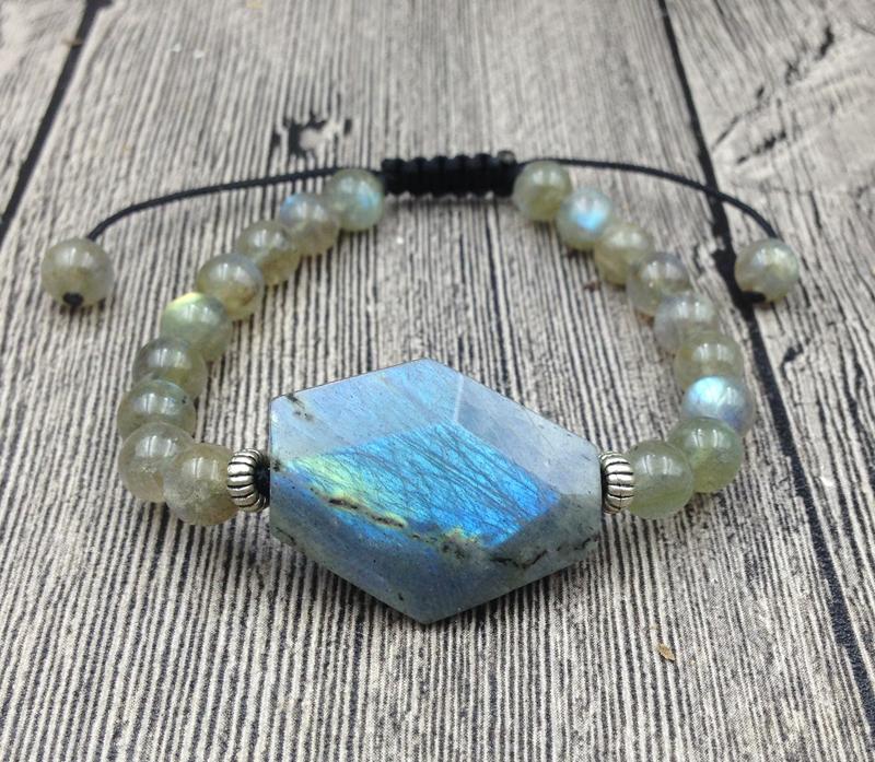 Natural Labradorite Raw Stone & Bead DESTINY Bracelet