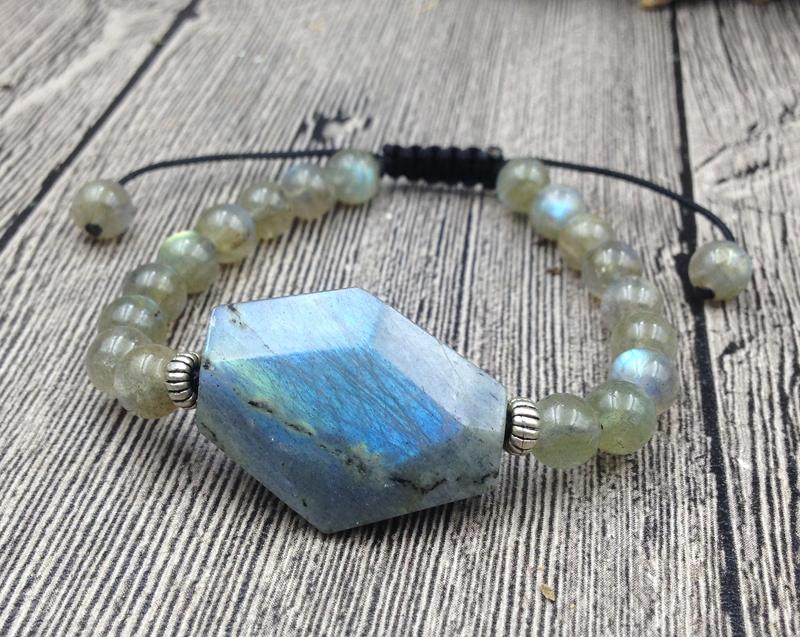 Natural Labradorite Raw Stone & Bead DESTINY Bracelet