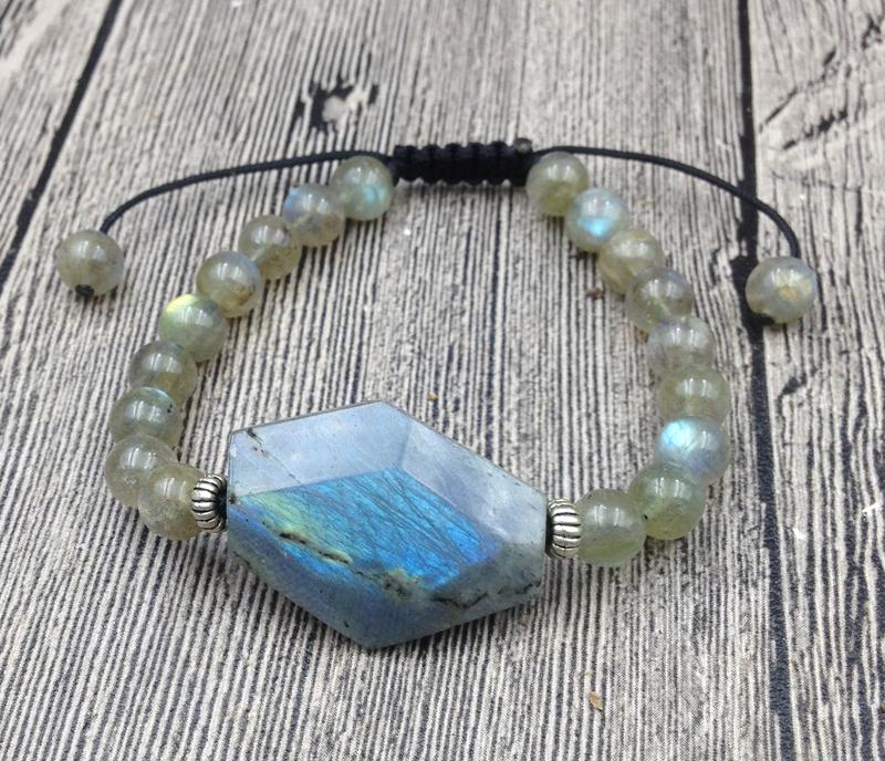 Natural Labradorite Raw Stone & Bead DESTINY Bracelet