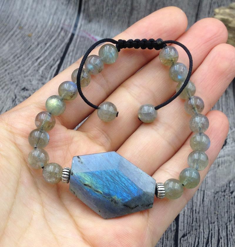 Natural Labradorite Raw Stone & Bead DESTINY Bracelet