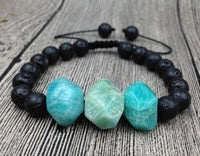 Thumbnail for Lava & Faceted Chunky AMAZONITE 'HOPE STONE' Bracelet