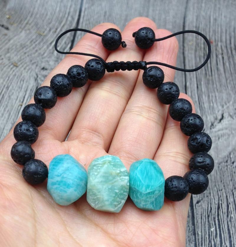 Lava & Faceted Chunky AMAZONITE 'HOPE STONE' Bracelet