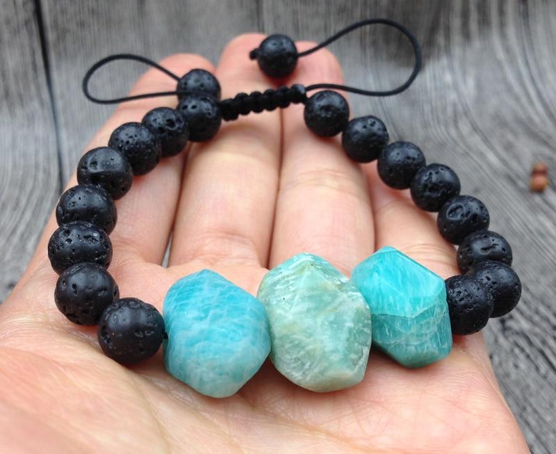 Lava & Faceted Chunky AMAZONITE 'HOPE STONE' Bracelet