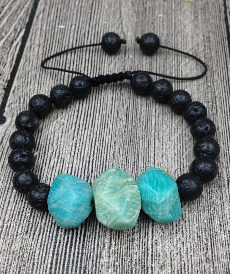 Lava & Faceted Chunky AMAZONITE 'HOPE STONE' Bracelet