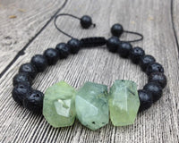 Thumbnail for Lava & Natural Faceted Prehnite  'DREAM STONE' Bracelet