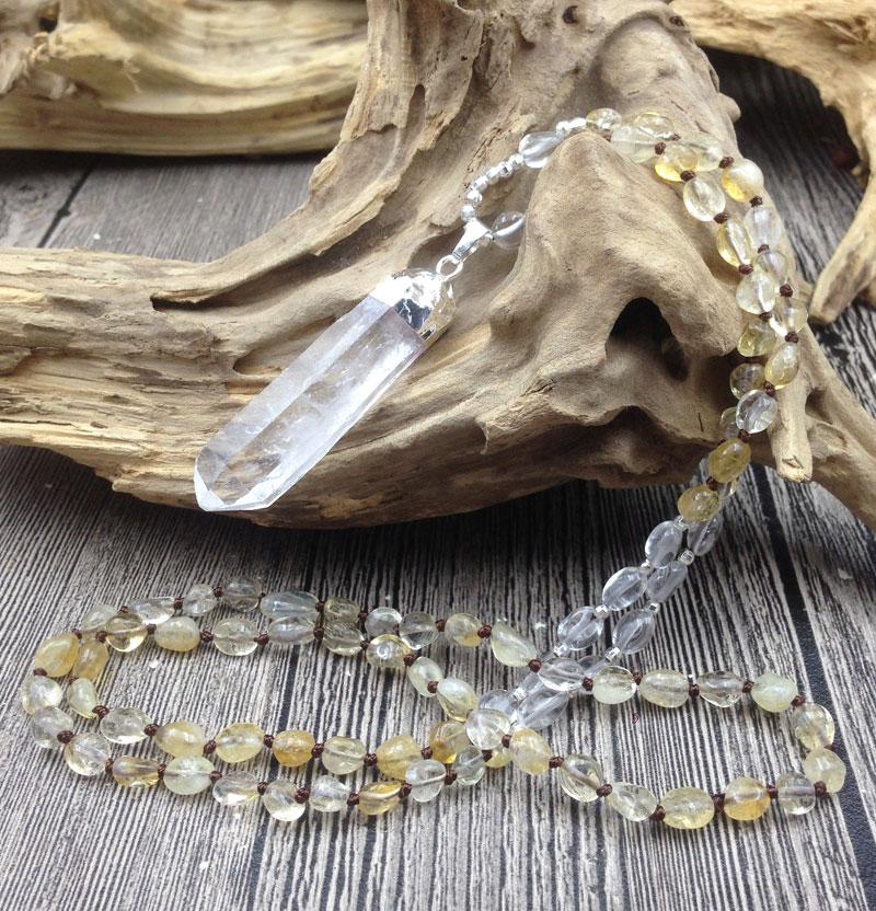 Raw Quartz Pendant & CITRINE Bead  'ABUNDANCE & POSITIVITY 'Necklace