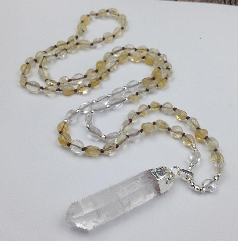 Raw Quartz Pendant & CITRINE Bead  'ABUNDANCE & POSITIVITY 'Necklace