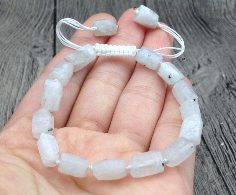 Natural Raw Moonstone  NEW BEGINNINGS adjustable Bracelet