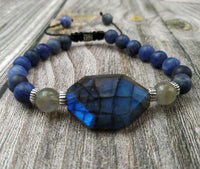 Thumbnail for Natural  Raw Stone Labradorite  &  Sodalite  Bead STUDY BUDDY Bracelet