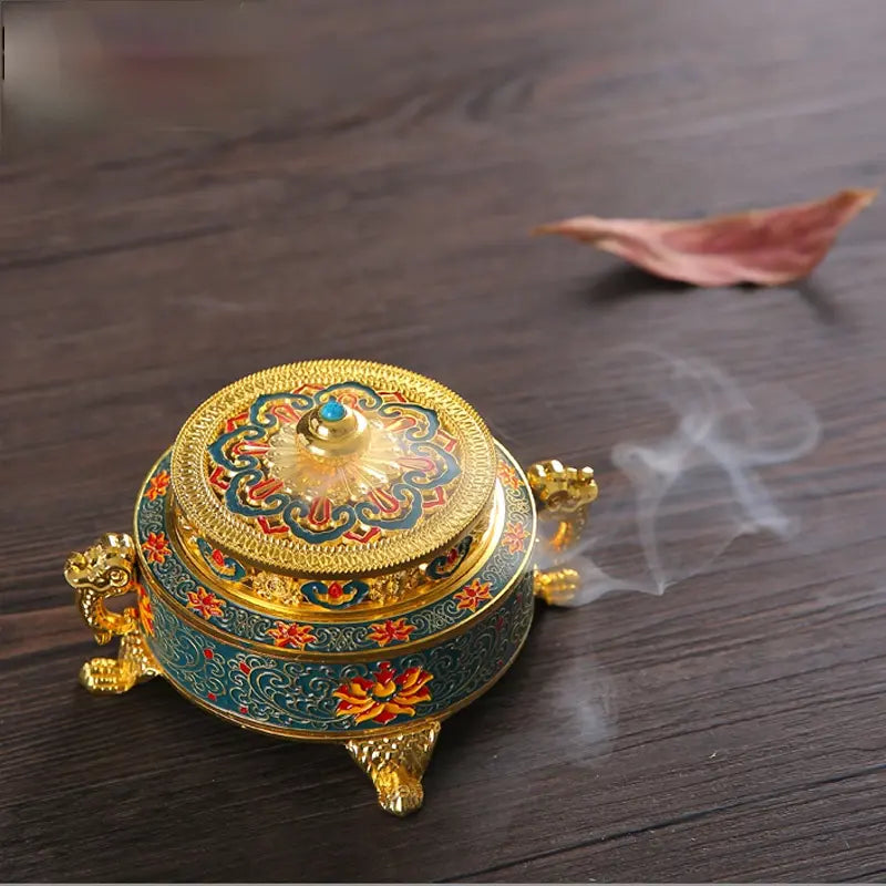 Antique Royal Tibetan Lotus Incense Burner YourSoulPlace.com