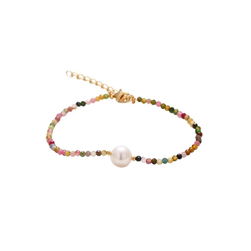 Natural Tourmaline & Freshwater Pearl  CALMNESS Bracelet