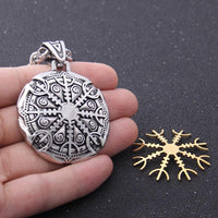 Thumbnail for Stainless steel Viking Shield Necklace  with Interchangeable  Gold & Silver Helm of Awe