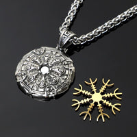 Thumbnail for Stainless steel Viking Shield Necklace  with Interchangeable  Gold & Silver Helm of Awe