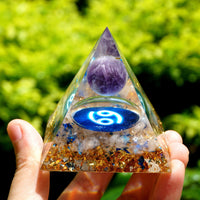 Thumbnail for #122 - Handmade Amethyst & Clear Quartz 'PROTECTION' CANCER Zodiac ORGONITE Pyramid