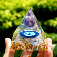 Thumbnail for #122 - Handmade Amethyst & Clear Quartz 'PROTECTION' CANCER Zodiac ORGONITE Pyramid