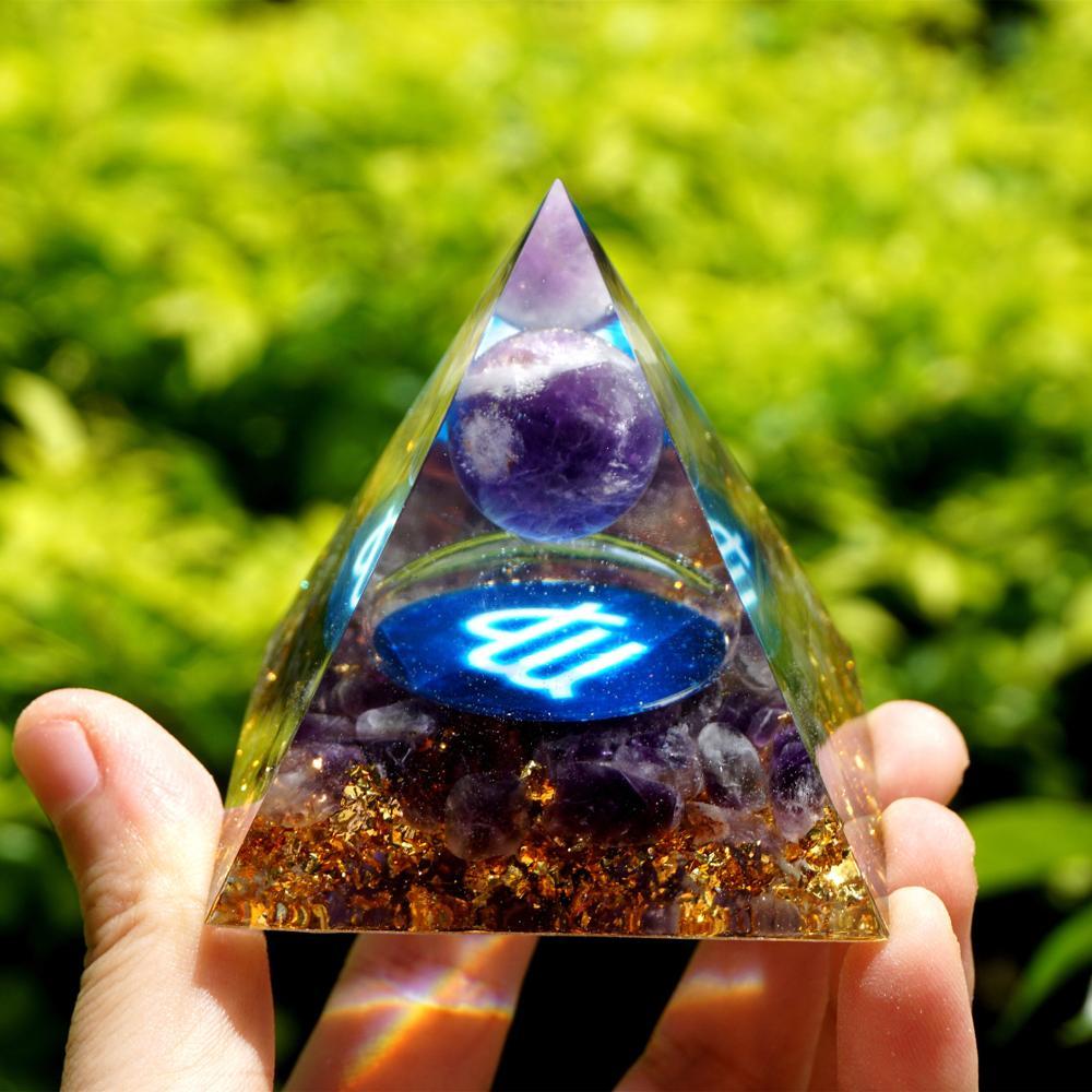#119 - Handmade Amethyst 'BRING SPIRITUAL WISDOM' VIRGO Zodiac ORGONITE Pyramid