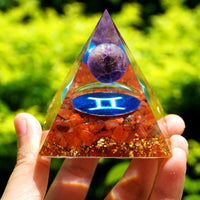 Thumbnail for #125 - Handmade Amethyst & Red Agate 'VISUALIZE YOUR GOALS' GEMINI Zodiac ORGONITE Pyramid