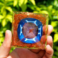 Thumbnail for #125 - Handmade Amethyst & Red Agate 'VISUALIZE YOUR GOALS' GEMINI Zodiac ORGONITE Pyramid