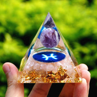 Thumbnail for #124 - Handmade Amethyst & Rose Quartz 'PROMOTE SELF-LOVE' PISCES Zodiac ORGONITE Pyramid