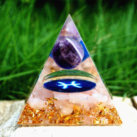 Thumbnail for #124 - Handmade Amethyst & Rose Quartz 'PROMOTE SELF-LOVE' PISCES Zodiac ORGONITE Pyramid