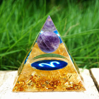 Thumbnail for #118 - Handmade Amethyst & Citrine 'STRENGTHEN SELF-ESTEEM' ARIES Zodiac ORGOINTE Pyramid