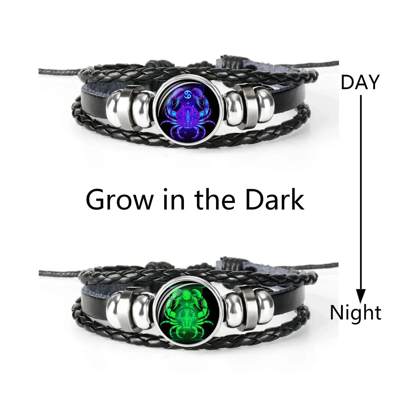 Zodiac Constellations Astrology Spirit Braided Leather Bracelet