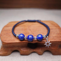 Thumbnail for Sterling Silver & Lapis Lazuli Stone SELF EXPRESSION Red Rope Bracelet