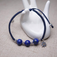 Thumbnail for Sterling Silver & Lapis Lazuli Stone SELF EXPRESSION Red Rope Bracelet