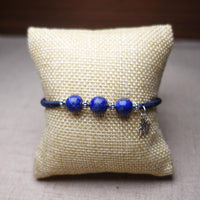 Thumbnail for Sterling Silver & Lapis Lazuli Stone SELF EXPRESSION Red Rope Bracelet