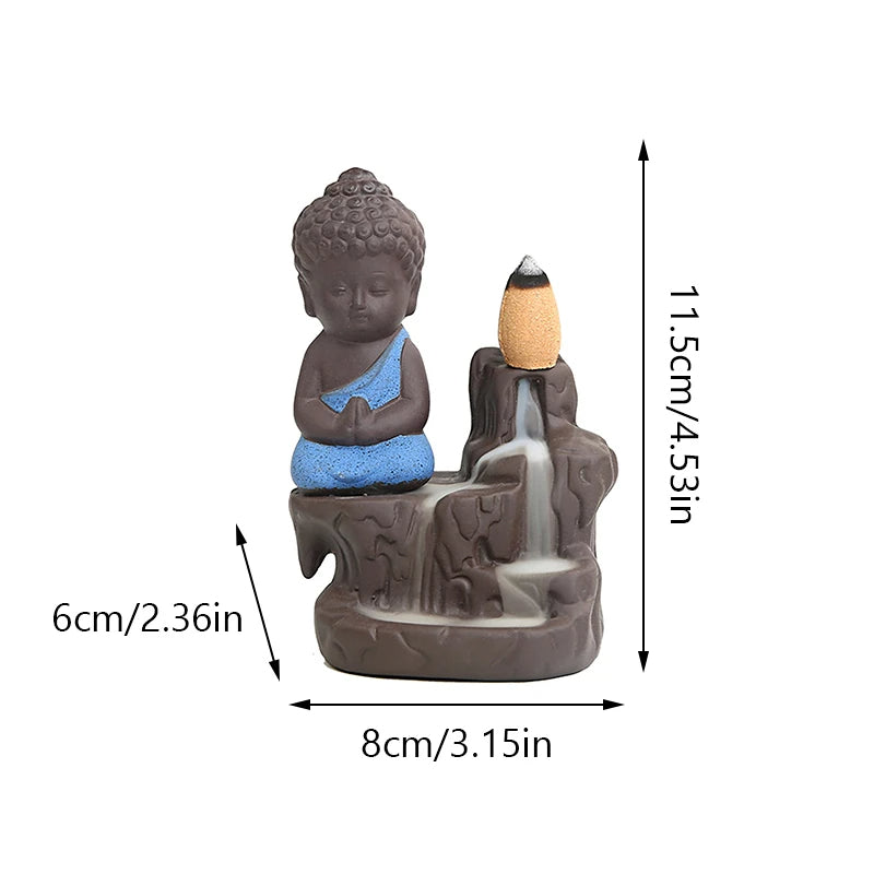 Praying little Buddha Back flow Incense Burner