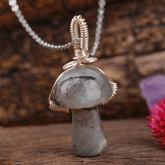 Natural Stone Toad Stool Mushroom Necklace