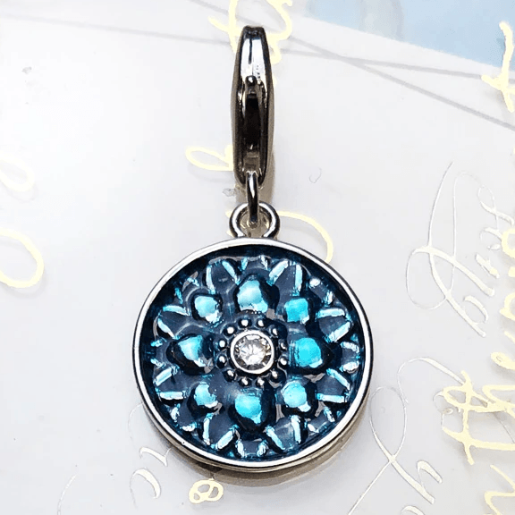 Silver & Zirconia Lotus Mandala Charm