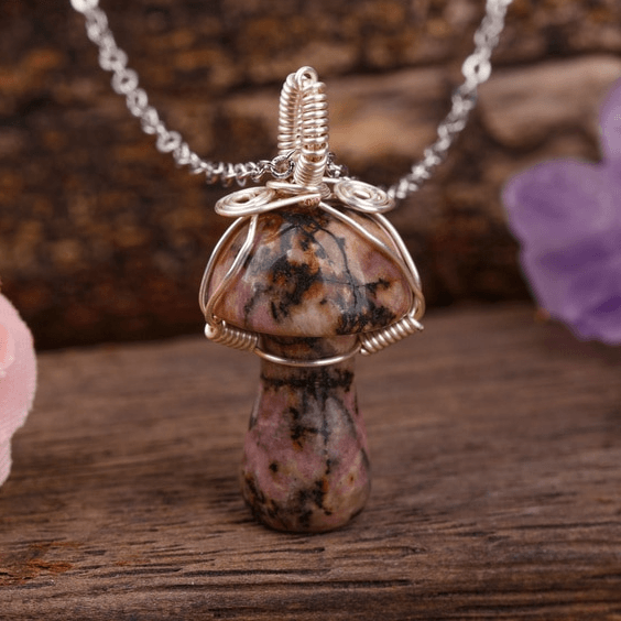 Natural Stone Toad Stool Mushroom Necklace