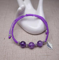 Thumbnail for Natural AMETHYST & Sterling Silver STRESS BLOCKER Red Rope Bracelet