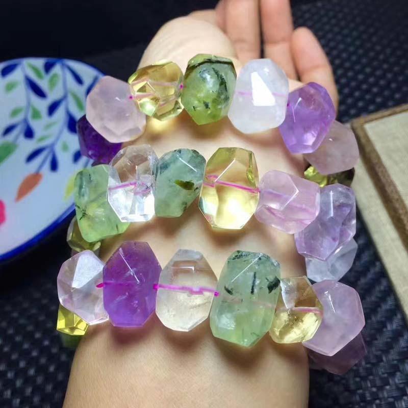 Raw Citrine,Amethyst,Quartz, Prehnite & Rose Quartz MOOD BOOSTER bracelet