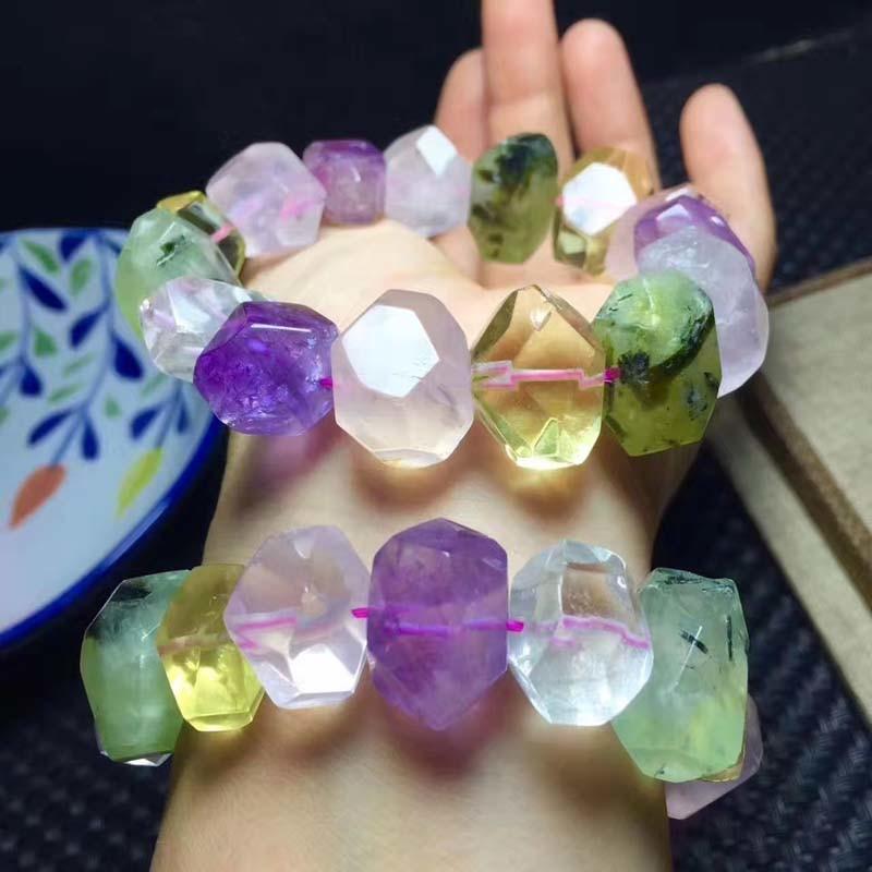 Raw Citrine,Amethyst,Quartz, Prehnite & Rose Quartz MOOD BOOSTER bracelet