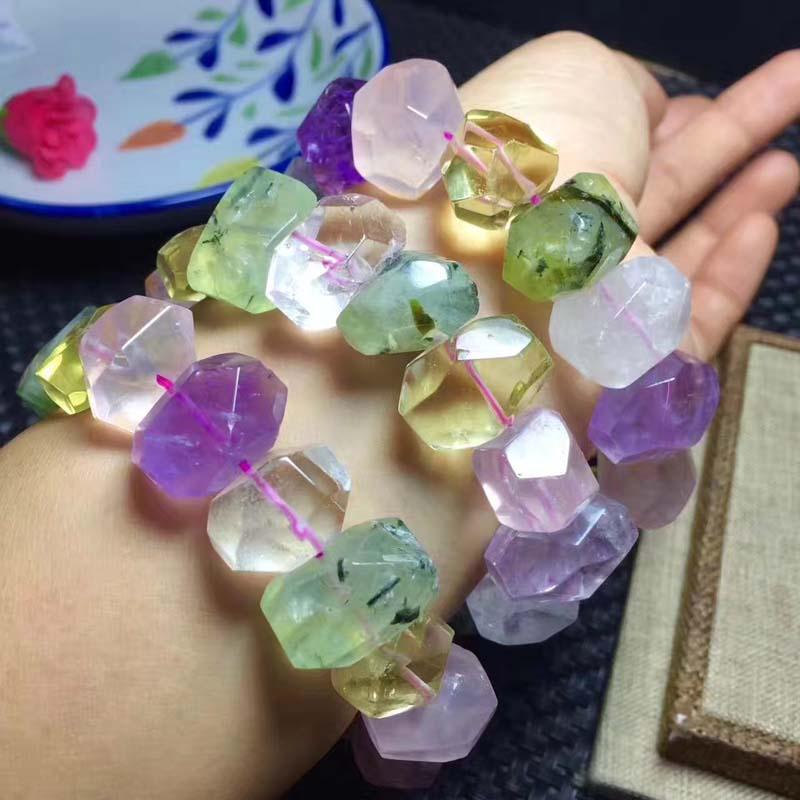 Raw Citrine,Amethyst,Quartz, Prehnite & Rose Quartz MOOD BOOSTER bracelet