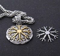 Thumbnail for Stainless steel Viking Shield Necklace  with Interchangeable  Gold & Silver Helm of Awe