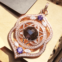 Thumbnail for Silver & Zirconia Third Eye Chakra Pendant Necklace