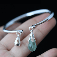 Thumbnail for Ethnic Thai Silver Delicate FLUORITE SNOWDROP  Bangle