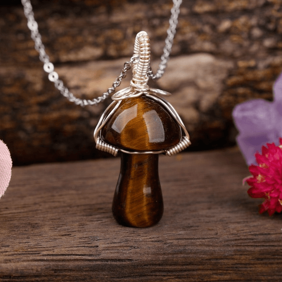 Natural Stone Toad Stool Mushroom Necklace