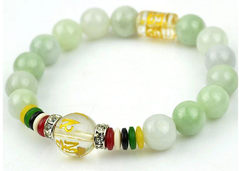 Premium Grade Burmese Jade OM Mantra PEACE Bracelet