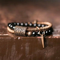 Thumbnail for Black Obsidian Brass Bracelet